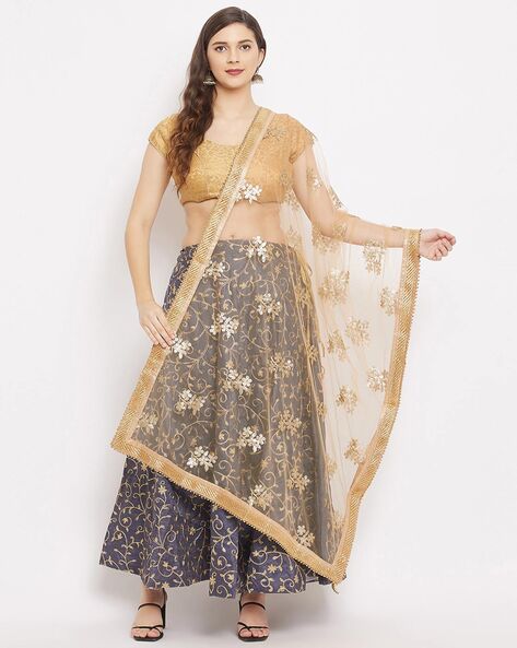 Embellished DupattaEmbroidered Dupatta with Lace Border Price in India