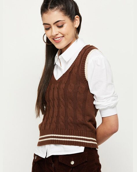 Buy Brown Sweaters Cardigans for Women by max Online Ajio