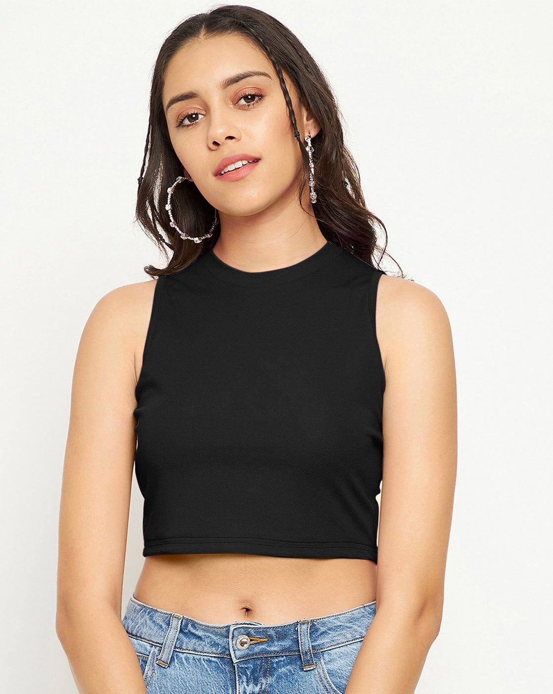 Cropped sleeveless top
