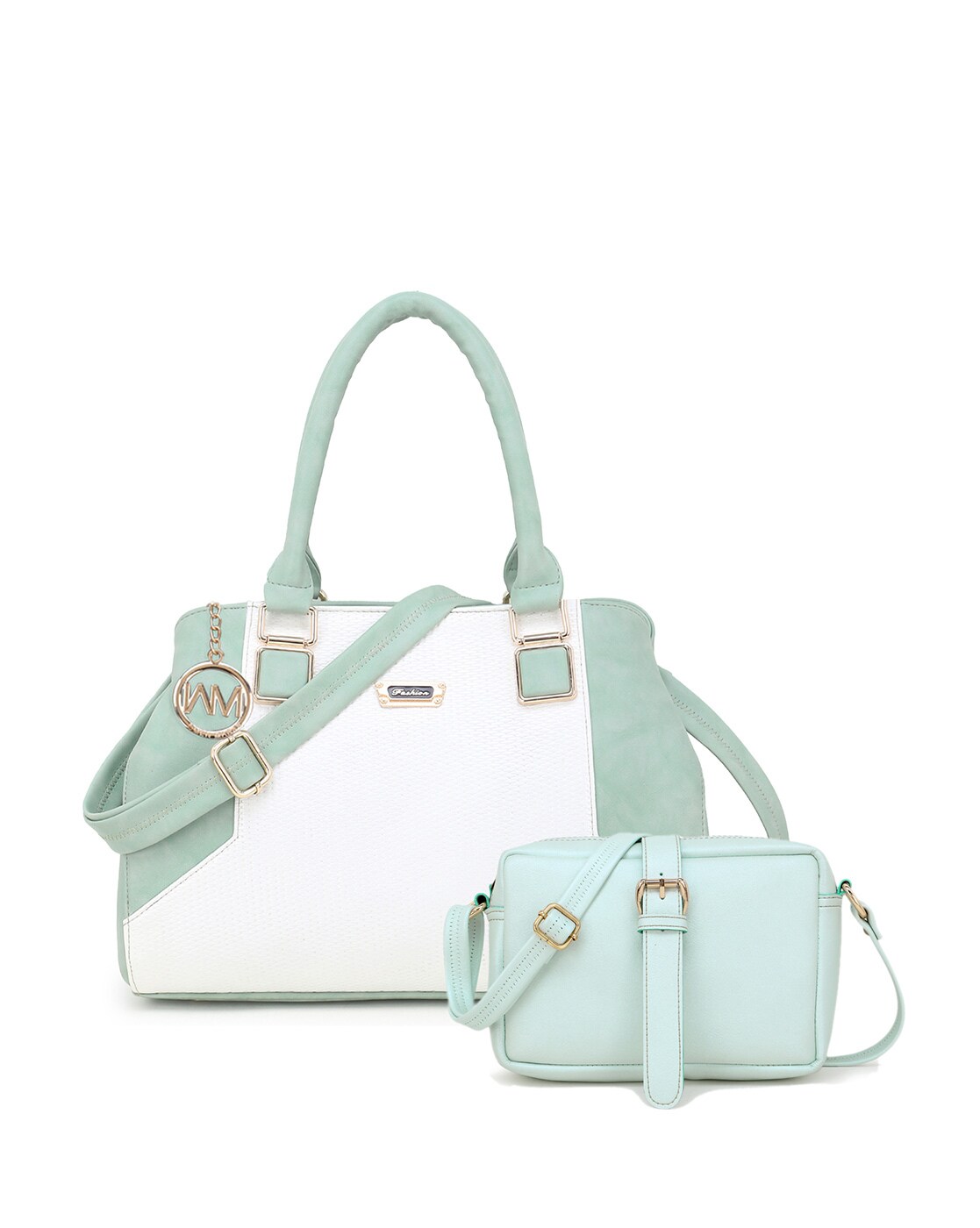 Women Green Colourblocked Satchel Bag