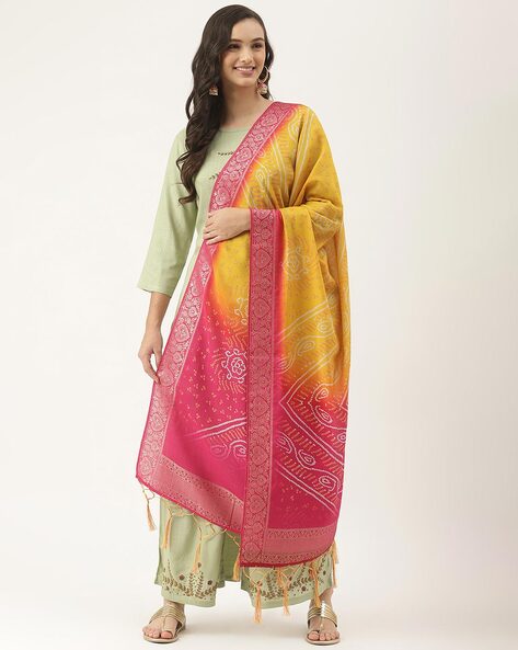 Ombre-Dyed with Bandhani Print Dupatta Price in India