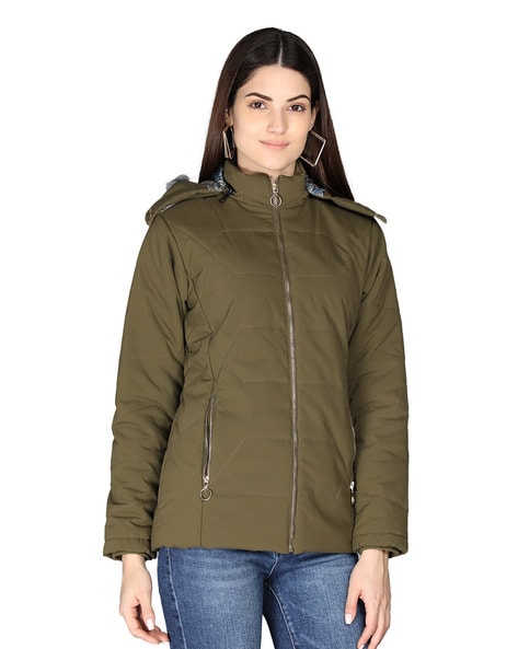 womens olive puffer coat