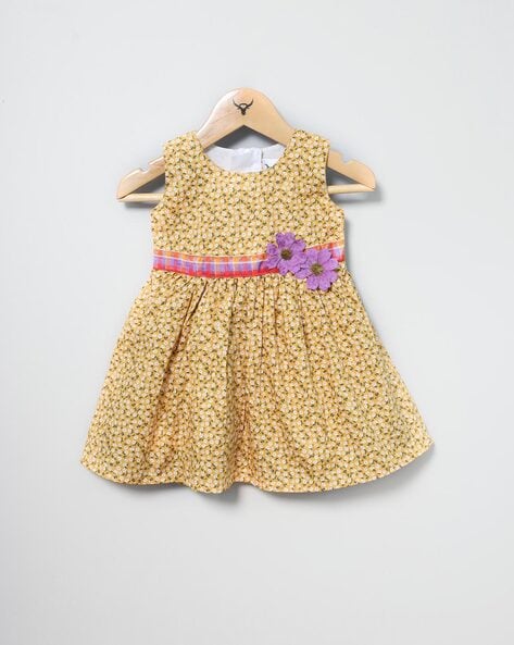 Buy Baby Girl Dress Fancy Sleeveless Frock 3 to 6 Months Combo Pack of 3  (3-6 Months, Blue-Yellow-Pink) at Amazon.in