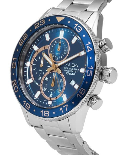 Stainless Steel Alba Water Resist 10 Bar Chronograph Buy Silver