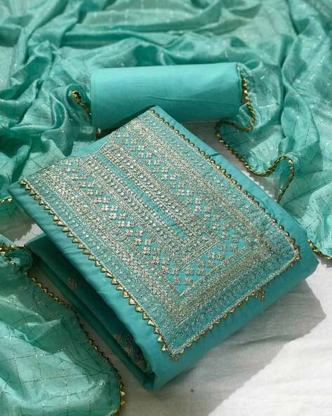 Embellished 3-piece Unstitched Dress Material Price in India