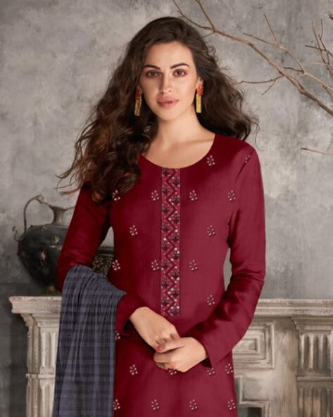 Embellished 3-piece Unstitched Dress Material Price in India