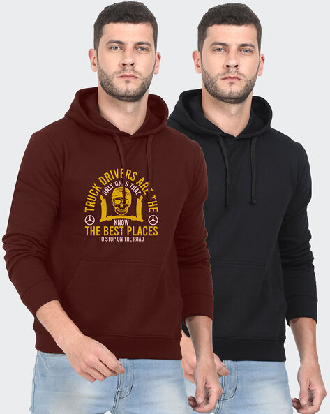 Buy Maroon Black Sweatshirt Hoodies for Men by JOLIE ROBE Online Ajio