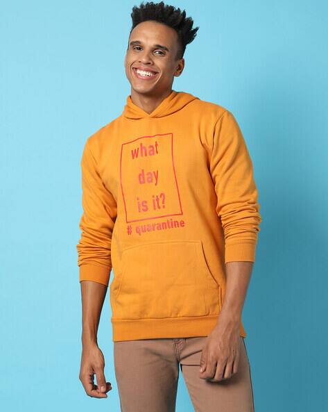 Buy Mustard Sweatshirt u0026 Hoodies for Men by Campus Sutra Online | Ajio.com