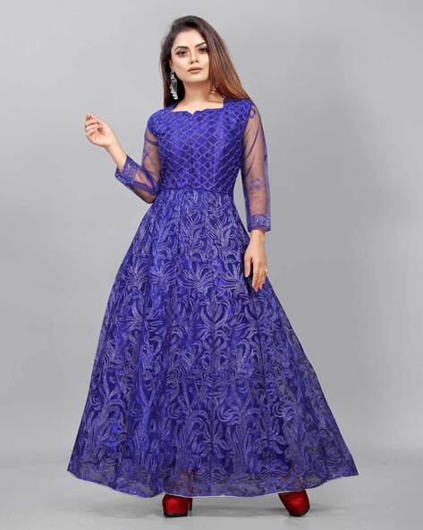 Buy Navy Blue Dress Material for Women by LEELI PEERI DESIGNER Online |  Ajio.com