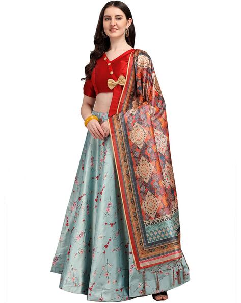 Buy HALFSAREE STUDIO Olive Banarasi silk Semi-Stitched Lehenga Choli Online  at Best Prices in India - JioMart.