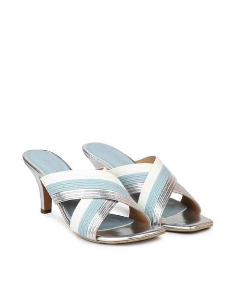 Buy Silver Heeled Sandals for Women by SYANA Online | Ajio.com