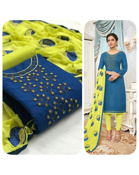 Embellished 3-piece Unstitched Dress Material Price in India