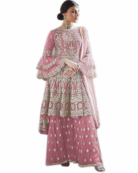 Embellished Semi-stitched Salwar Suit Price in India