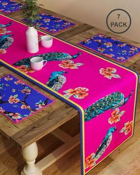 sej by nisha gupta Set of 6 Floral Print Table Placemats & Runner-picture-22