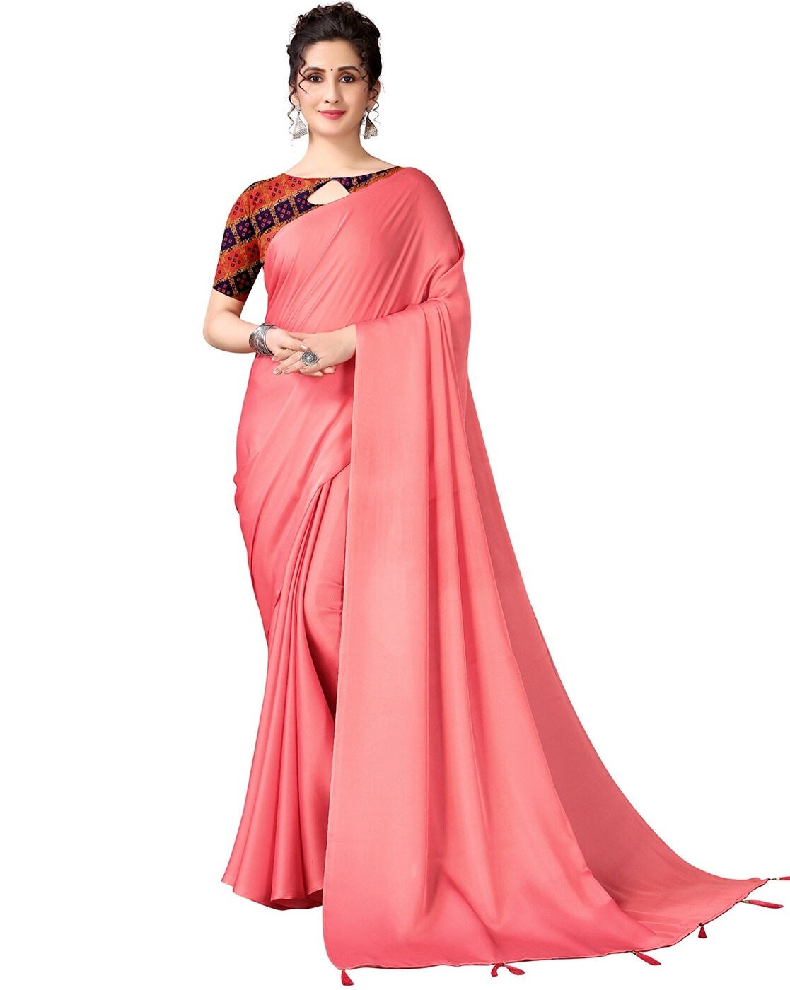 Pink Plain Saree | Leemboodi