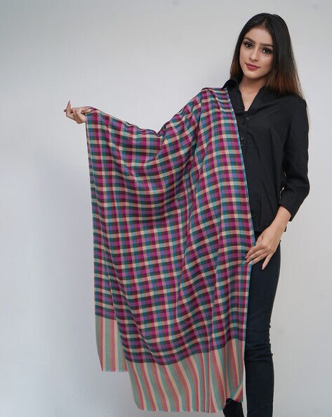 Checked Wool Stole Price in India