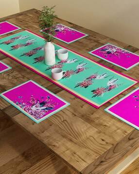 sej by nisha gupta Set of 6 Floral Print Table Placemats & Runner-picture-41