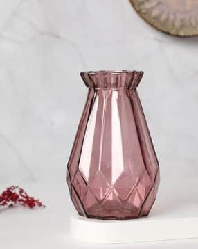 Glass Vase with Diamond Shape Detailing