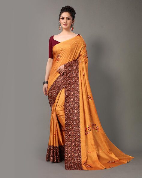 Mysore silk crepe with woven zari butis wrap in 1 minute saree