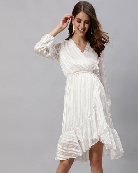 white dress ruffles