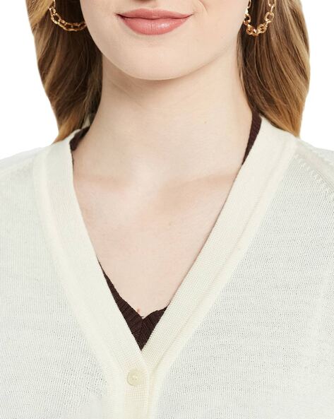 Buy Off White Sweaters Cardigans for Women by MONTE CARLO Online Ajio