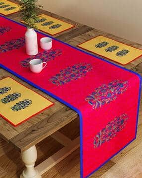 sej by nisha gupta Set of 6 Floral Print Table Placemats & Runner-picture-27