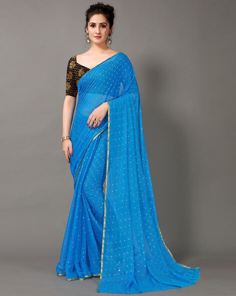 Buy Trendy Blue Color Saree Online - Sundarii Handmade