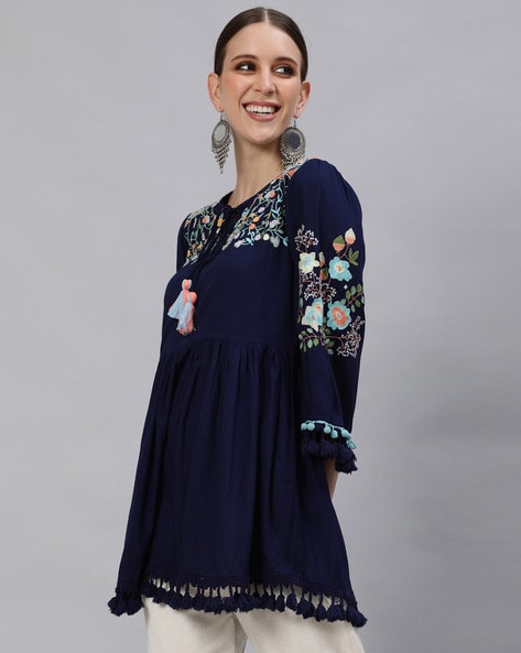 Buy Navy Blue Tops for Women by Ishin Online