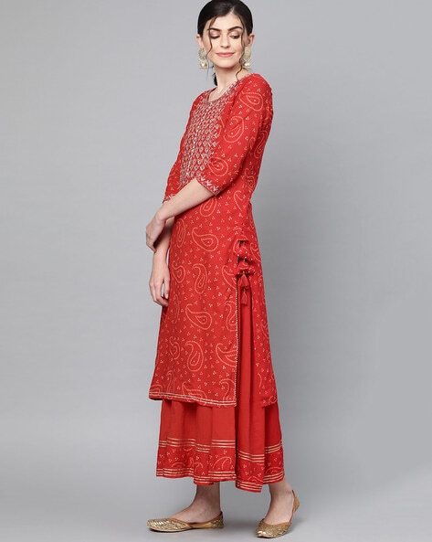 Buy Women Fashion Rajasthani Jaipuri Rayon Gold Print Kurti And Palazzo  Pants Set (navy Blue)-xl Online In India At Discounted Prices