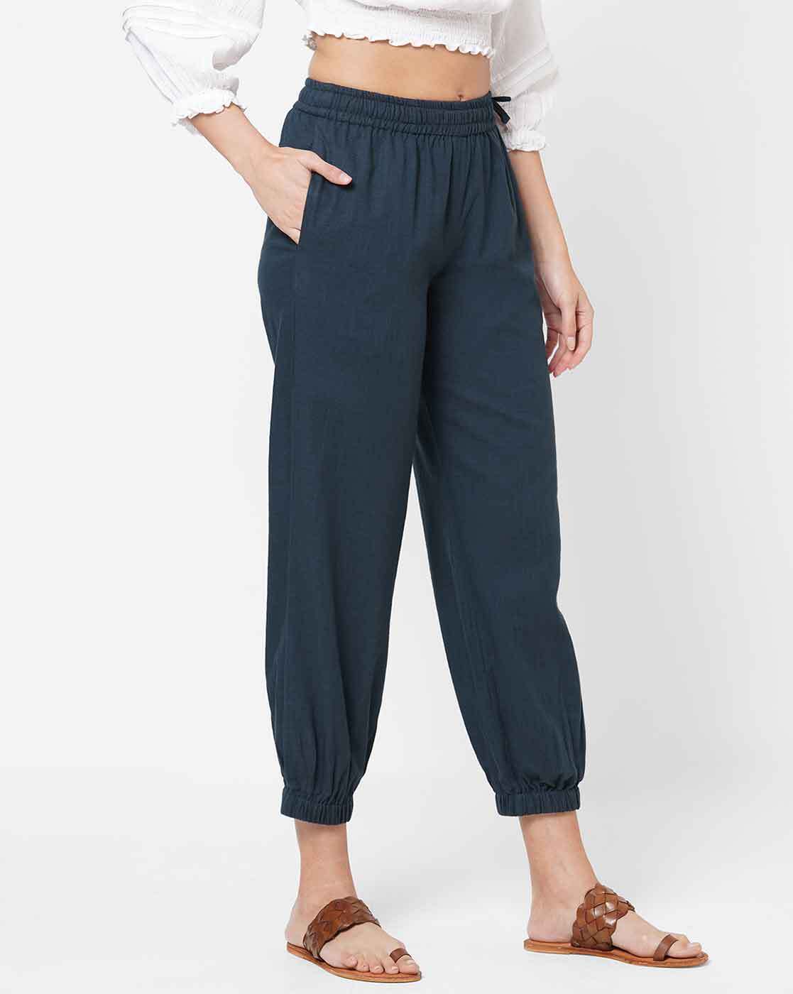 Buy Navy Blue Trousers & Pants for Women by KAMI KUBI Online |