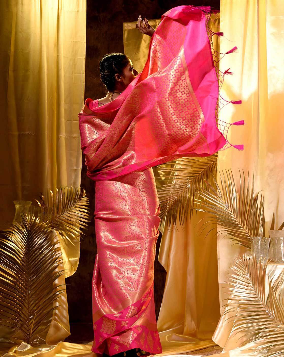 Our beautiful Bride Diya radiating in our stunning handpicked Kanchipuram  saree. This mustard yellow saree is embellished with copper Z... | Instagram