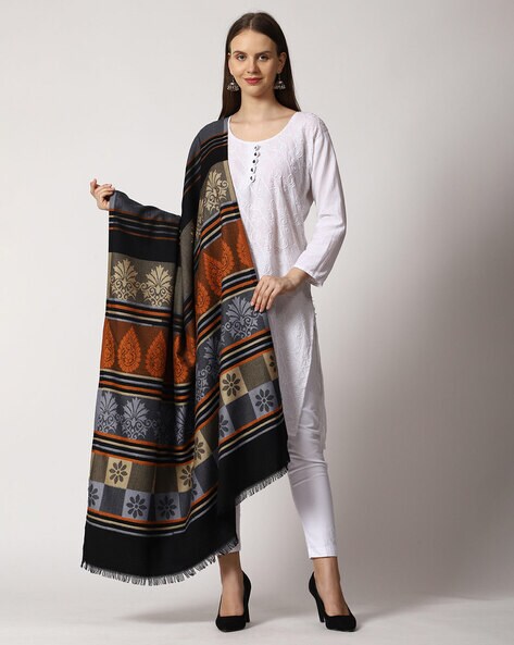 Ethnic Embroidered Acrylic Shawl Price in India