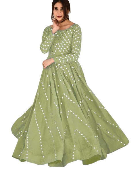 Embellished Semi-Stitched Anarkali Dress Material Price in India