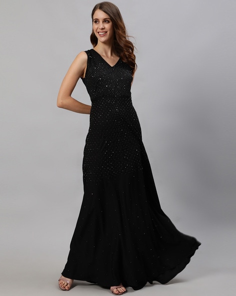 One-Shoulder Black Sequin Long Prom Dress - PromGirl