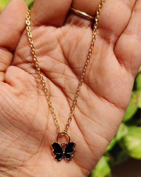 Mini Butterfly Necklace in Black Onyx - KAMARIA
