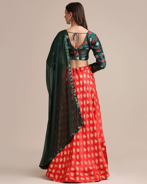 Buy Green Blouse Raw Silk Printed And Hand Raat Rani Panelled Lehenga Set  For Women by Aayushi Maniar Online at Aza Fashions.