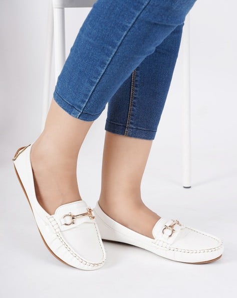 Croc-Embossed Loafers with Metal Accent