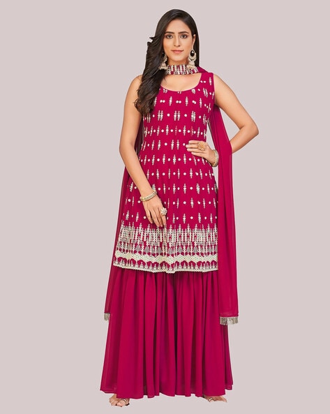 Embellished Semi-Stitched A-line Dress Material Price in India