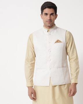 maxence Men Geometric Woven Regular Fit Nehru Jacket-picture-33
