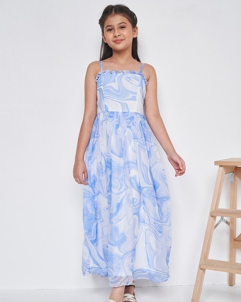 White dress with blue flowers | Embroidered organza dress, Evening dresses,  Organza dress