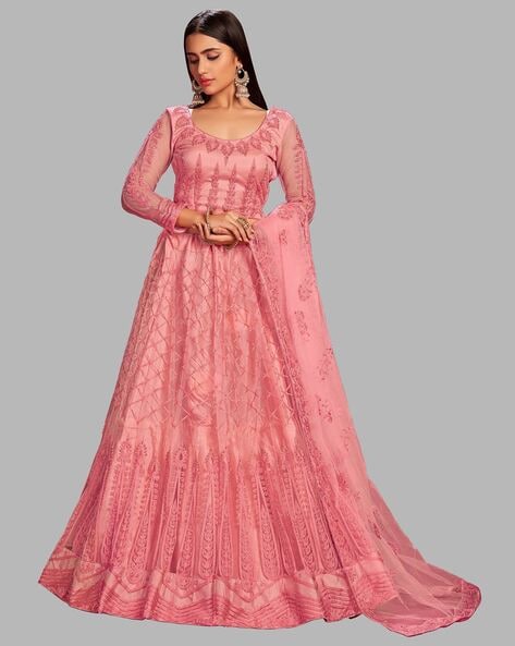 Indian Semi-stitched Anarkali Dress Material Price in India