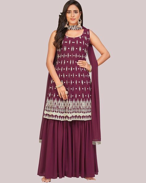 Embellished Semi-Stitched A-line Dress Material Price in India