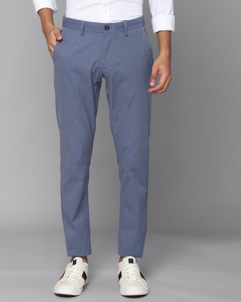 Blue Textured Trousers - Selling Fast at Pantaloons.com