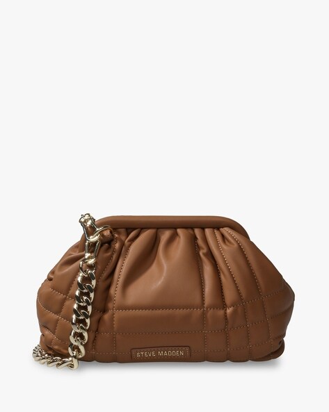 Steve Madden BDaring large pouch clutch with chain strap in camel