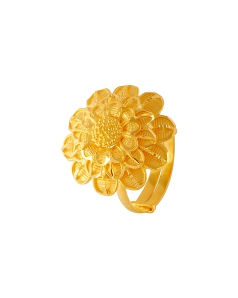 Cast Gold Flower Ring with Yellow Sapphire Center by J'Adorn Designs