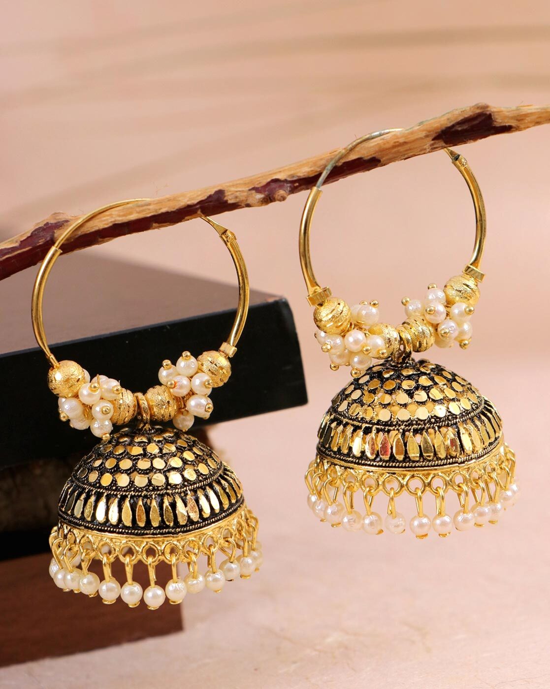Temple Earrings/oxidized Earrings/oxidized Gold Jhumka/jhumkas/ Indian  Jewelry/tribal Earrings/boho Earrings /ganesha Jewelry/temple Jewelry - Etsy