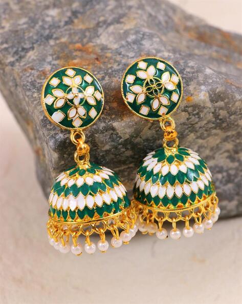 Buy Gold Plated Blue Meenakari Pearl Jhumka Earrings for Women Online at  Silvermerc | GME_3293 – Silvermerc Designs