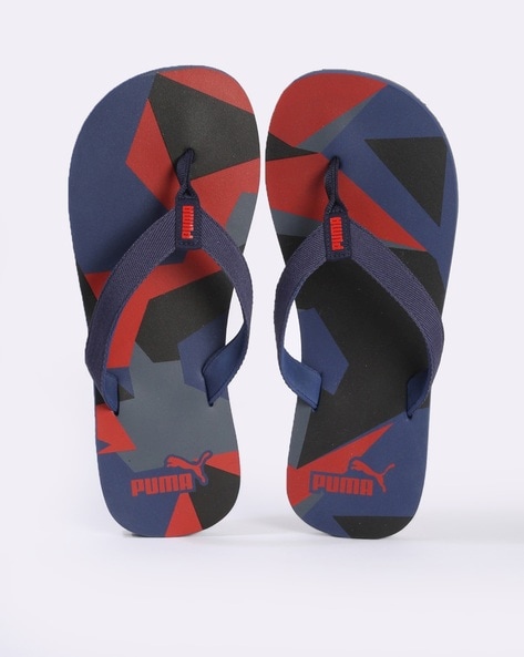 Puma red 2025 blue flip flops