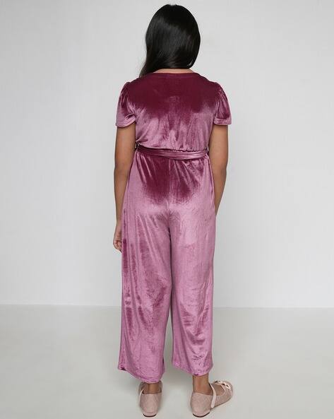 Round-Neck Jumpsuit with Waist Tie-Up