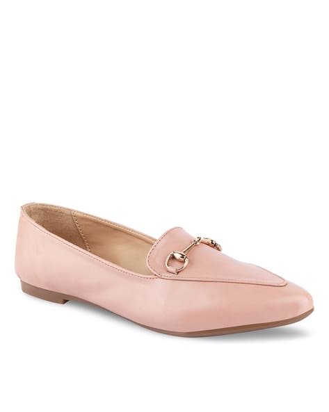 Pointed-Toe Ballerinas with Metal Accent